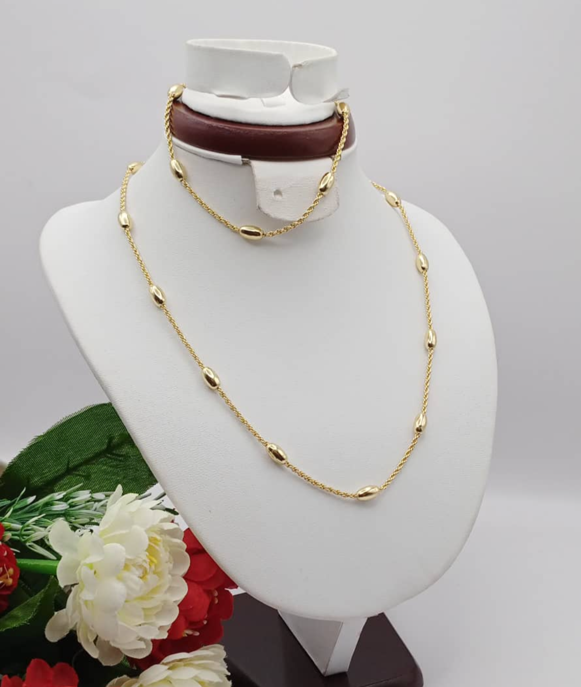 Luxury Gold Plated Stainless Steel Bracelet And Necklace