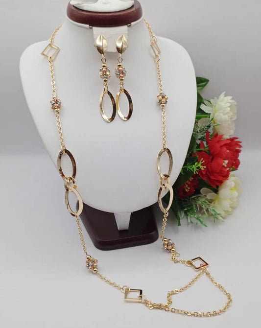 Luxury Gold Plated Stainless Steel Earring And Necklace Set