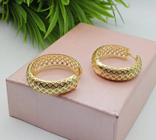 Gold plated stainless steel huggy earrings